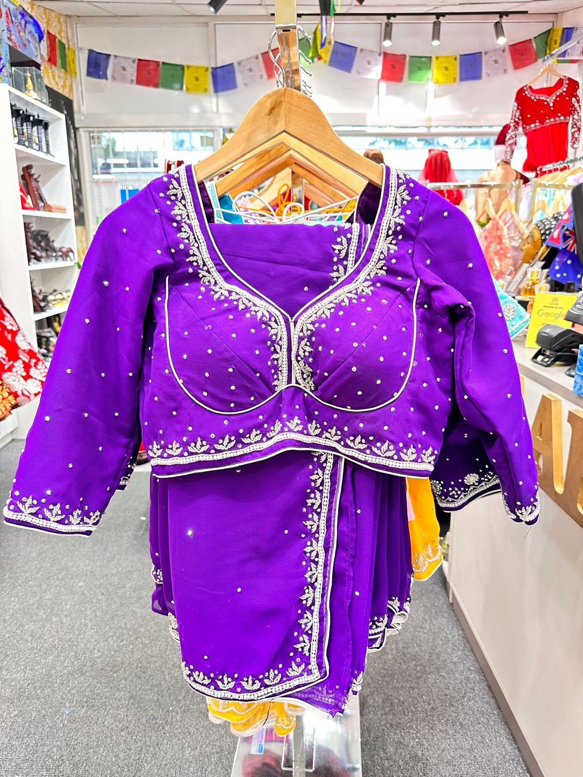 Handwork Saree Set Purple